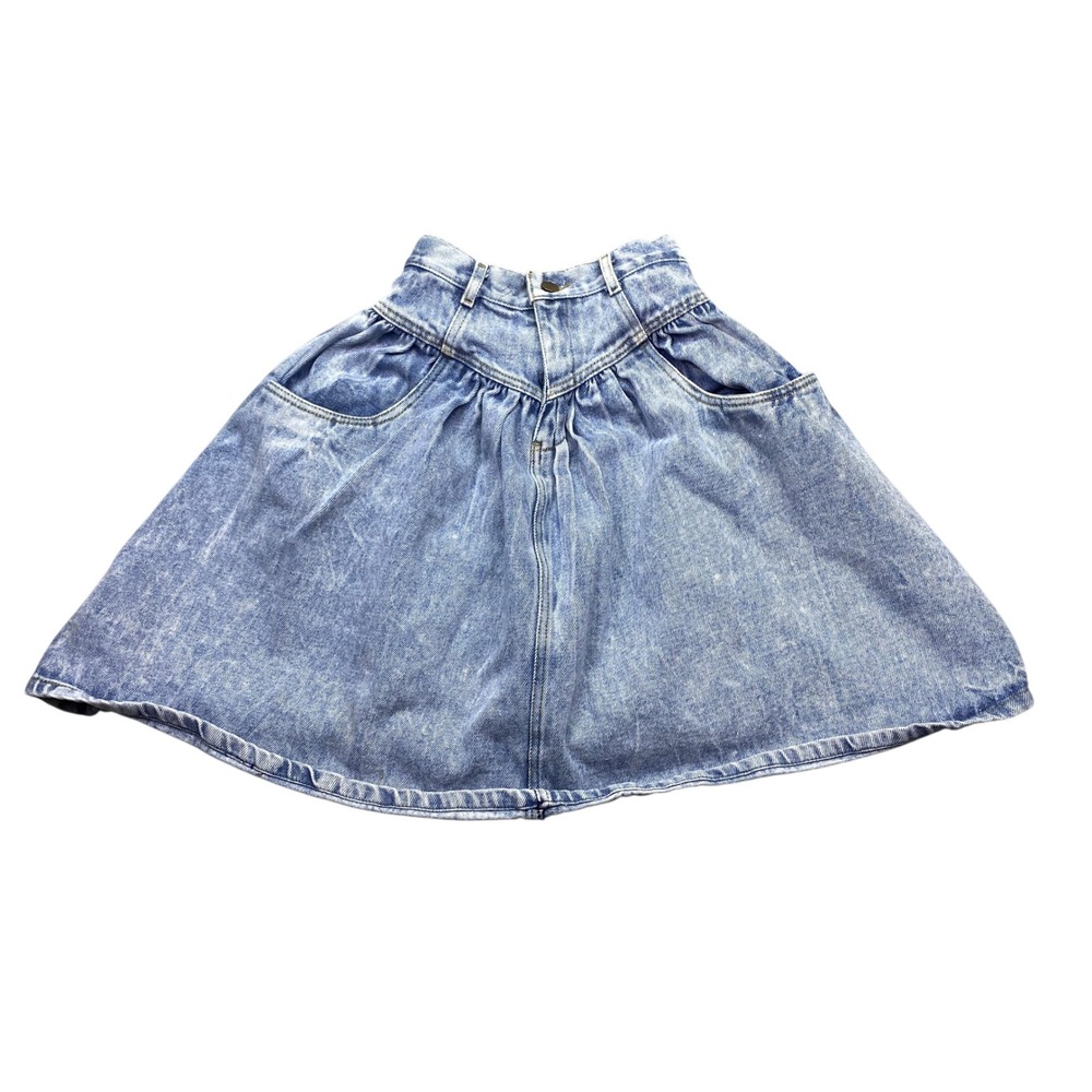 Cincinnati‎ Kid Vintage Acid Wash Denim Skirt High Waist Western Yoke Blue 10